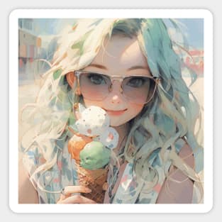 Hot summer girl watercolor Magnet